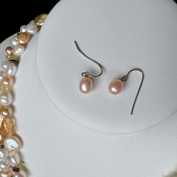 Honora 40" Freshwater Pearl & Gemstone Necklace w/ Earrings Citrine Smoky Quartz - Picture 10 of 16